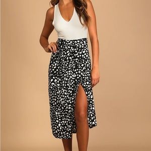 Animal Print Wrap Midi Skirt